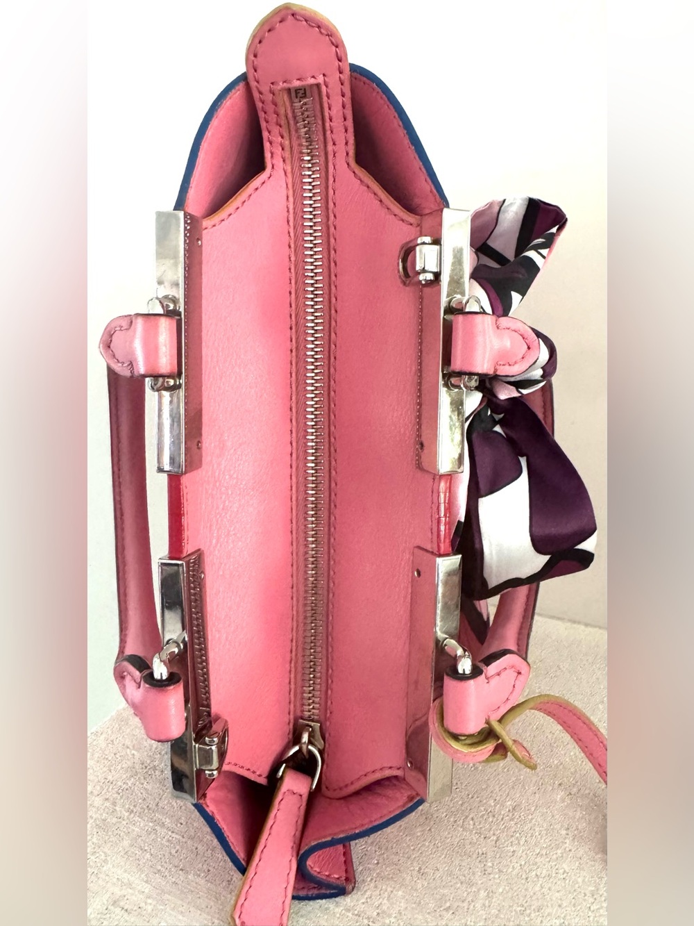 FENDI Petite 3Jours Pink Leather Satchel Crossbody COA - Picture 4 of 13